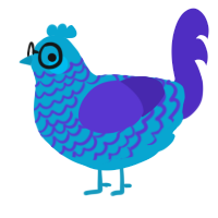 A cerulean and indigo chicken with a lace pattern