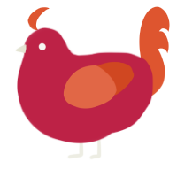 A crimson and vermilion chicken