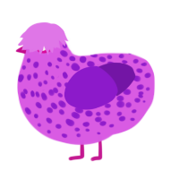A orchid and violet chicken with a speckle pattern
