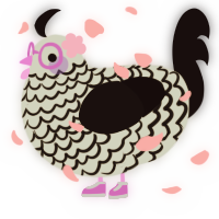 A silver and black chicken with a lace pattern