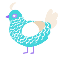 A aqua and cream chicken with a lace pattern
