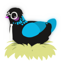 A sable and cerulean chicken with a neck-speckle pattern