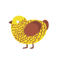 A banananer runt, a yellow and russet chicken with a lace pattern