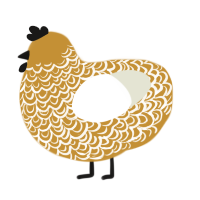 A gold and white chicken with a double-lace pattern