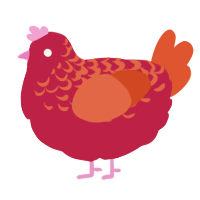 A crimson and vermilion chicken with a half-lace pattern