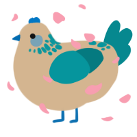 A beige and teal chicken with a neck-speckle pattern
