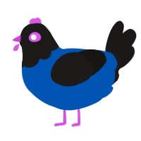 A ultramarine and sable chicken with a head pattern