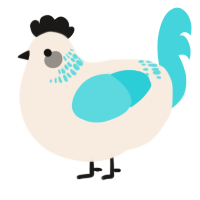A cream and aqua chicken with a neck-band pattern