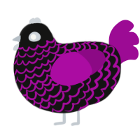 A black and plum chicken with a lace pattern