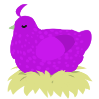 A amethyst chicken with a speckle pattern