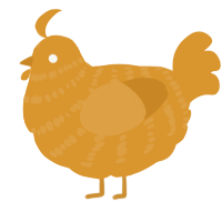 A orange chicken with a bar pattern