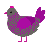 A grey and plum chicken with a lace pattern