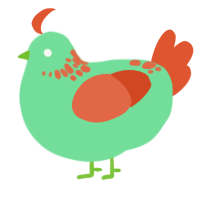 A spring and vermilion chicken with a neck-speckle pattern
