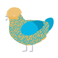 A honey and cerulean chicken with a double-lace pattern