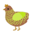 Moss, a brown and lime chicken with a lace pattern