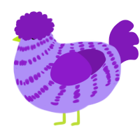 A lilac and violet chicken with a bar pattern