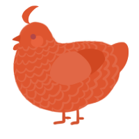 A vermilion chicken with a lace pattern