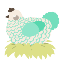 A cream and mint chicken with a lace pattern