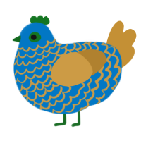 A sapphire and gold chicken with a lace pattern