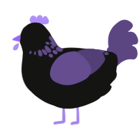 A black and overcast chicken with a neck-speckle pattern