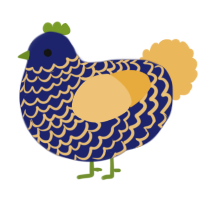A navy and honey chicken with a lace pattern