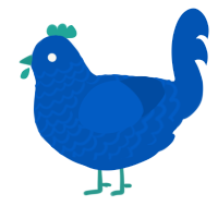 A ultramarine chicken with a lace pattern