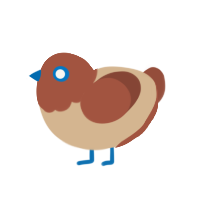 Featherless biped, a beige and russet chicken with a head pattern