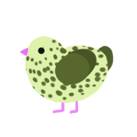 A apple and olive chicken with a speckle pattern