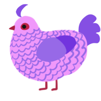 A lavender and blurple chicken with a lace pattern