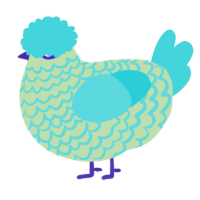 A gluppy and aqua chicken with a lace pattern
