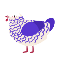 A cream and indigo chicken with a lace pattern
