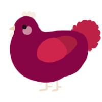 A maroon and crimson chicken