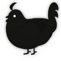A black chicken with a head pattern