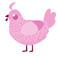A pink chicken with a lace pattern