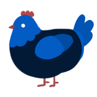 A tumblr and ultramarine chicken with a head pattern