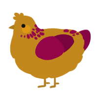 A ochre and maroon chicken with a neck-speckle pattern