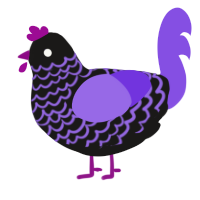 A sable and blurple chicken with a lace pattern