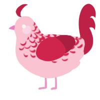 A rose and crimson chicken with a half-lace pattern