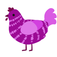 A plum and orchid chicken with a bar pattern