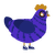 Mauve, a indigo and navy chicken with a bar pattern