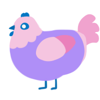 hubbabubba, a lilac and pink chicken with a head pattern