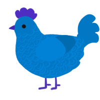 A sapphire chicken with a double-lace pattern