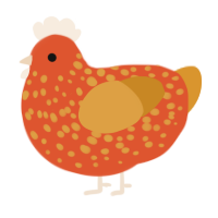 (unnamed), a vermilion and orange chicken with a speckle pattern