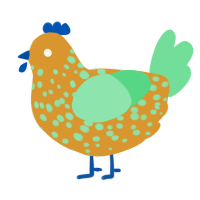 A orange and spring chicken with a speckle pattern