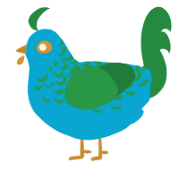 A cerulean and viridian chicken with a half-lace pattern