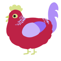 A crimson and lilac chicken with a neck-band pattern