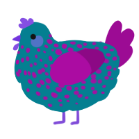 A sea and plum chicken with a speckle pattern