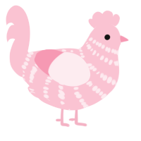 A rose chicken with a bar pattern