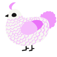 A white and lavender chicken with a lace pattern