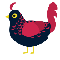 A tumblr and crimson chicken with a half-lace pattern